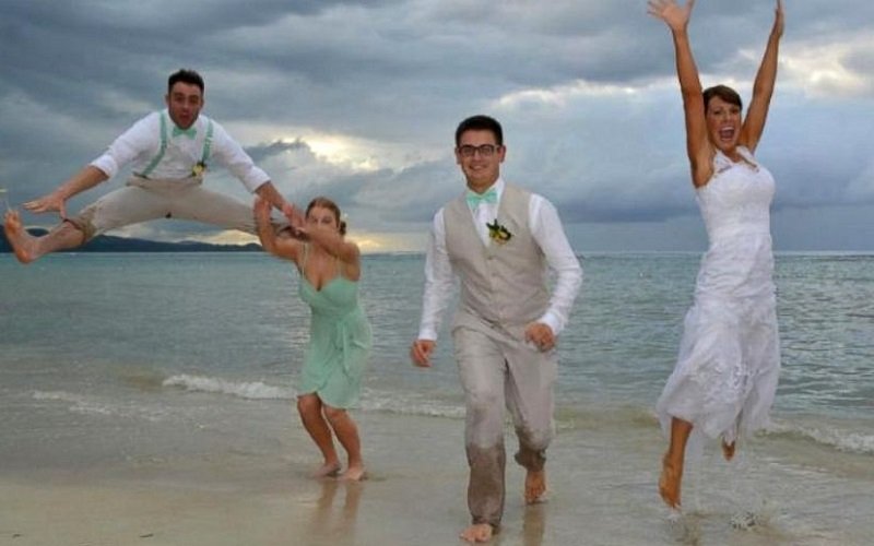 groomsman kicks bride in the face