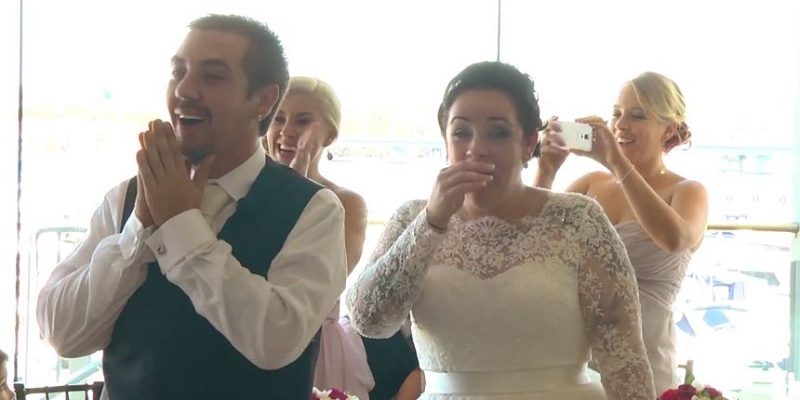 bride and groom reaction to ed sheeran surprise
