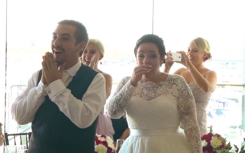 bride and groom reaction to ed sheeran surprise