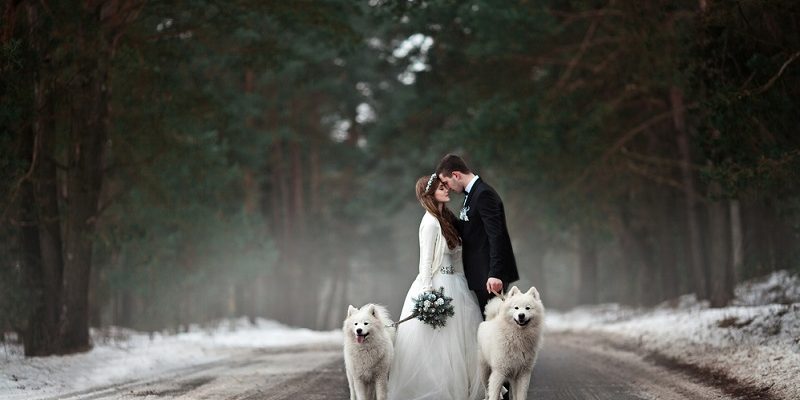 winter wedding scene