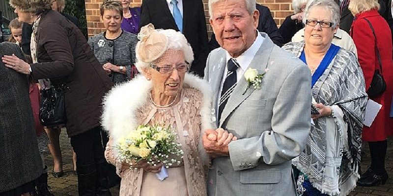A 90-year-old groom marries his 96-year-old sweetheart