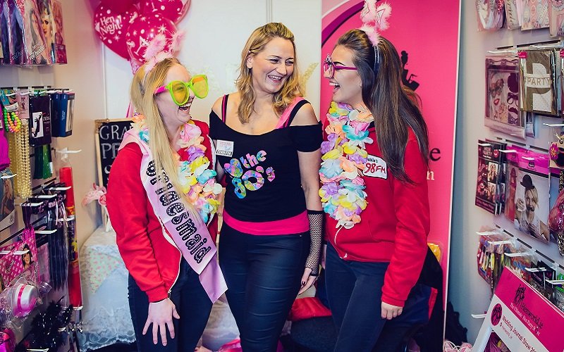 three girls posing at hen party