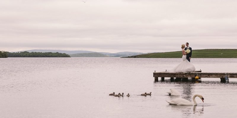 bride and groom on lough