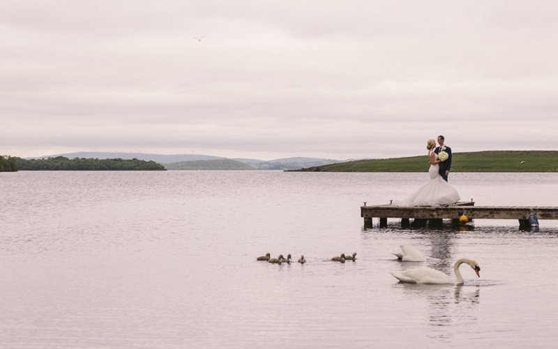 bride and groom on lough