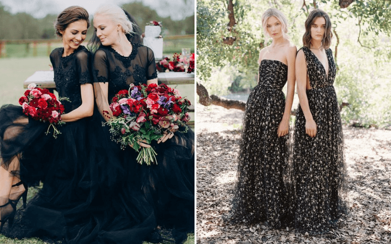 Halloween-Inspired-Wedding-Bridesmaids-Dress