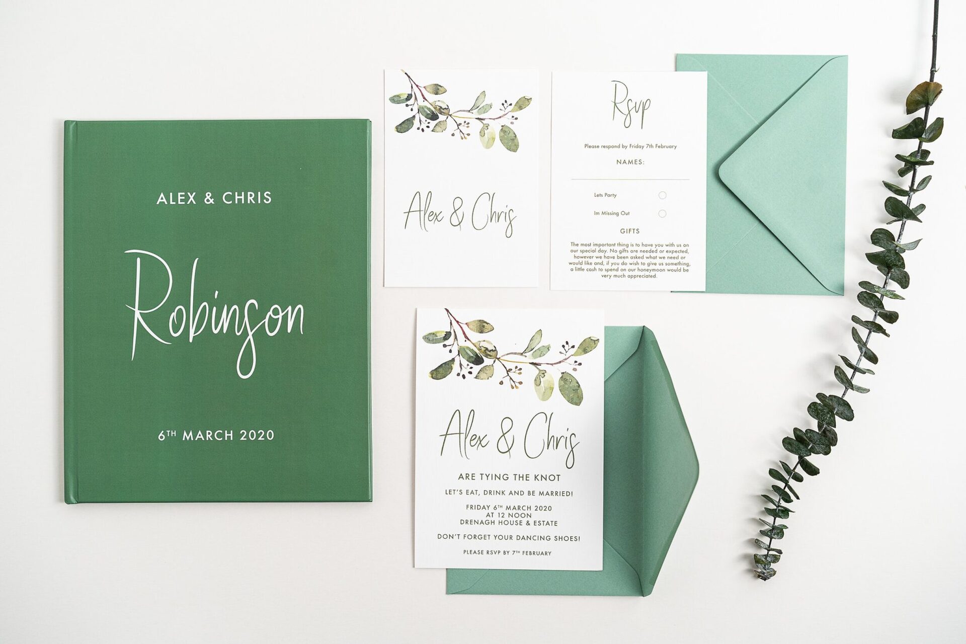Bespoke wedding invitations from letter and Lime Design