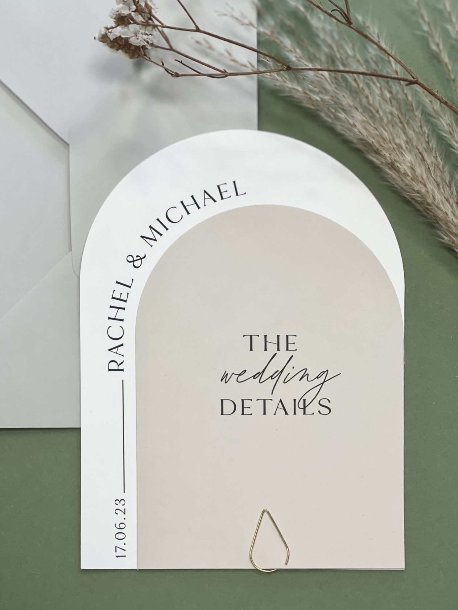 Contemporary, minimal wedding invitation design