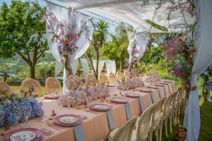 a table set for Summer wedding celebrations